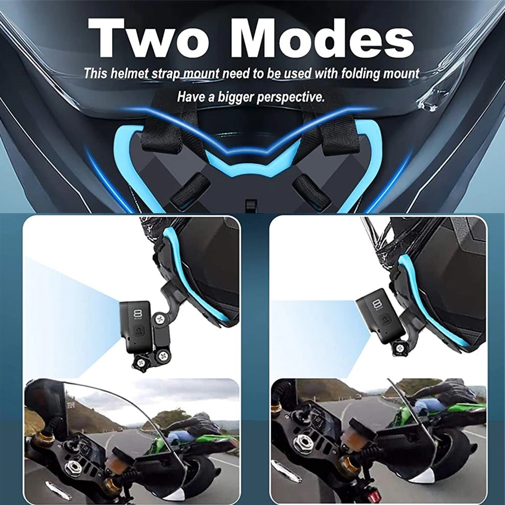 Helmet Strap Mount For Gopro Hero 11 10 9 8 7 6 5 4 3 Motorcycle Yi