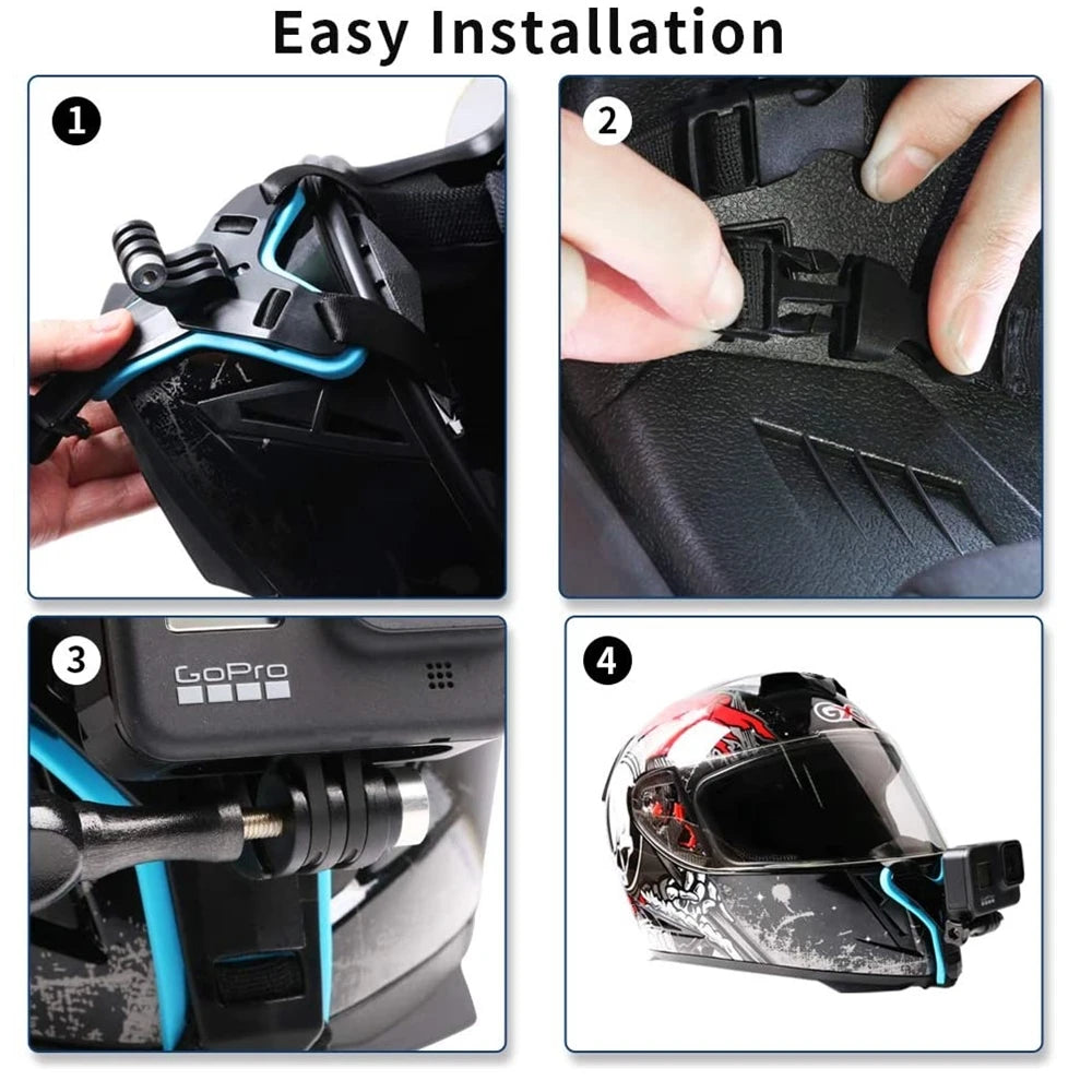 Helmet Strap Mount For Gopro Hero 11 10 9 8 7 6 5 4 3 Motorcycle Yi