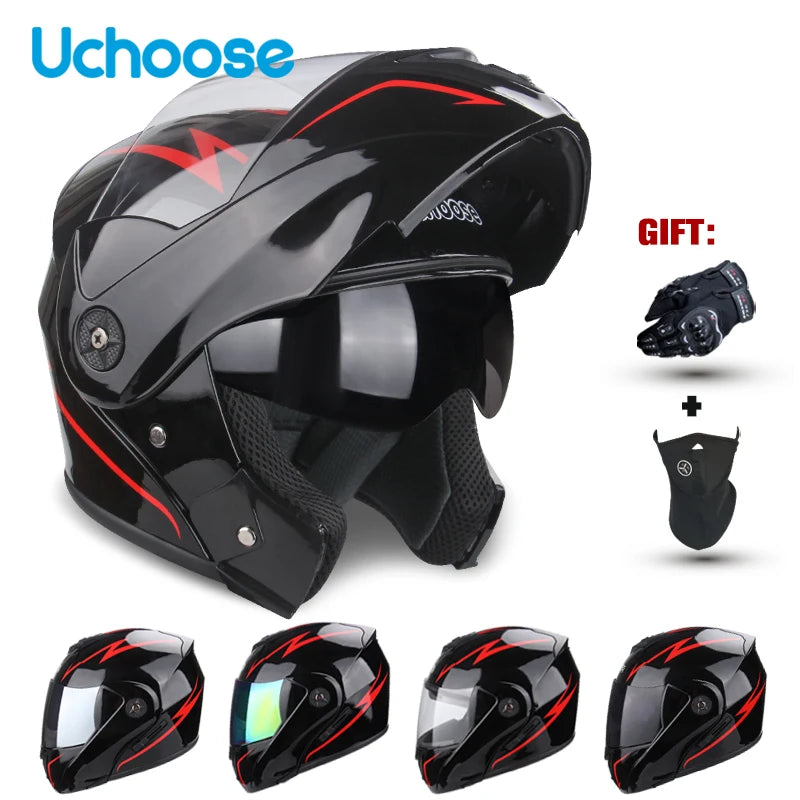 DOT Certification Uchoose Motorcycle Helmet Double Lens Cross Section
