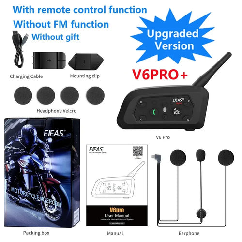 EJEAS V6 PRO+/PLUS Motorcycle Helmet Bluetooth Walkie Talkie 6 Rider