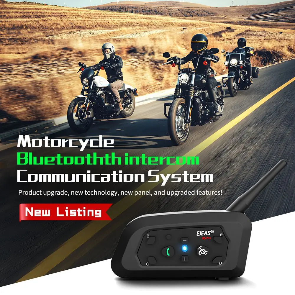 EJEAS V6 PRO+/PLUS Motorcycle Helmet Bluetooth Walkie Talkie 6 Rider
