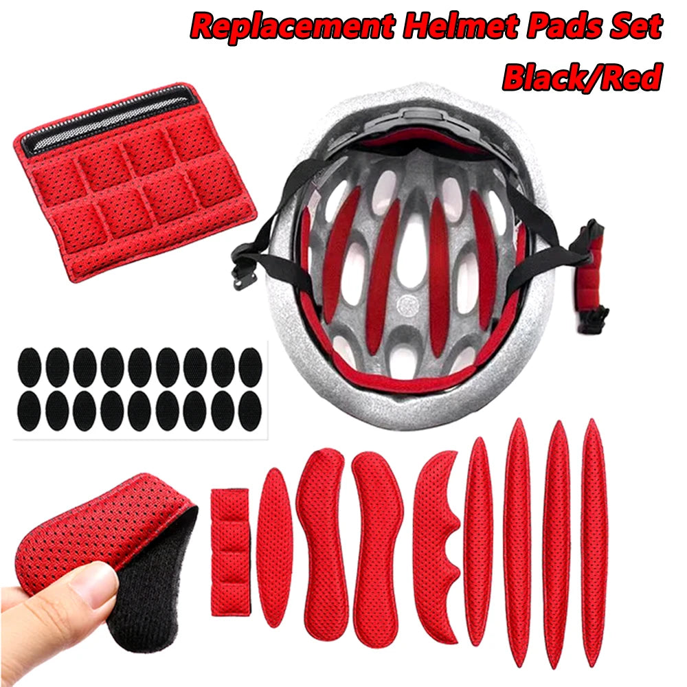 Red/Black 27pcs/set Helmet Padding Kits Sealed Sponge Replacement