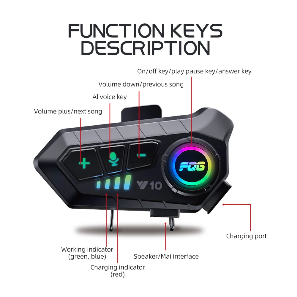 Bluetooth 5.3 Helmet Headset Wireless Hands-free Call Phone Kit