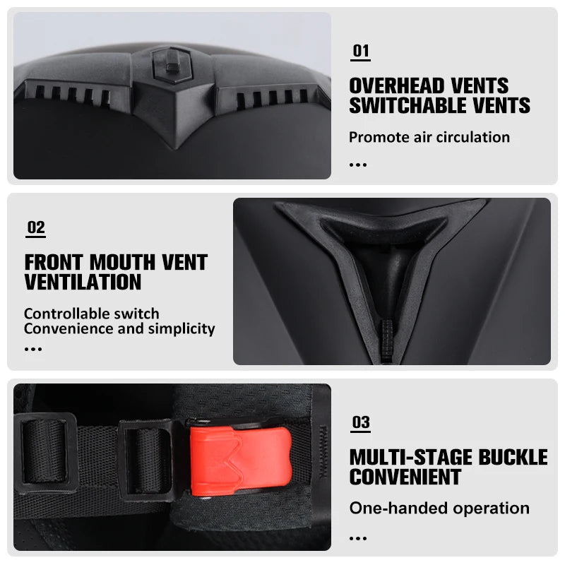 DOT Certification Uchoose Motorcycle Helmet Double Lens Cross Section