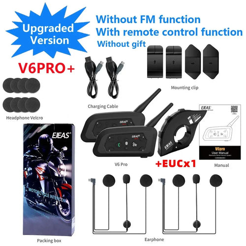 EJEAS V6 PRO+/PLUS Motorcycle Helmet Bluetooth Walkie Talkie 6 Rider