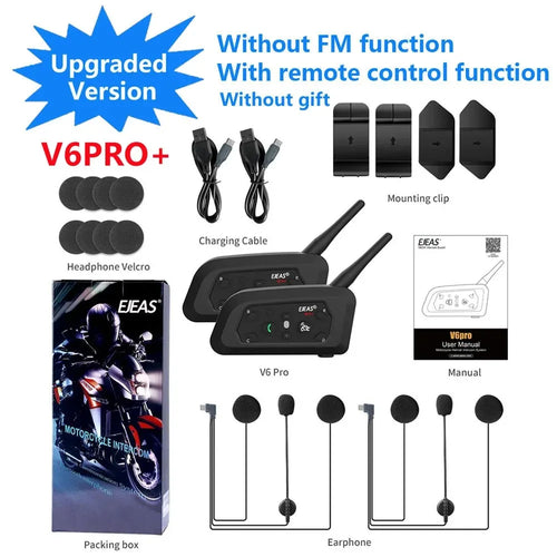 EJEAS V6 PRO+/PLUS Motorcycle Helmet Bluetooth Walkie Talkie 6 Rider