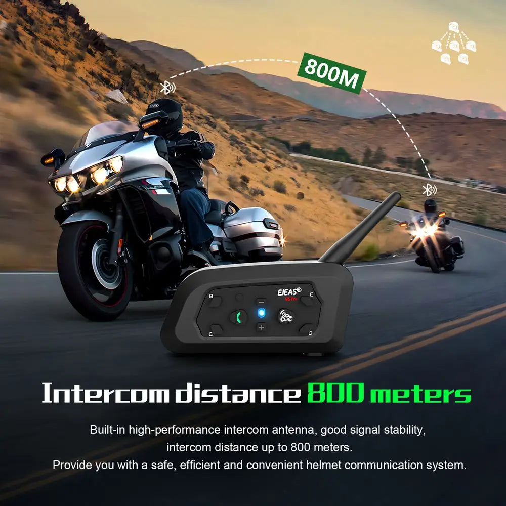 EJEAS V6 PRO+/PLUS Motorcycle Helmet Bluetooth Walkie Talkie 6 Rider