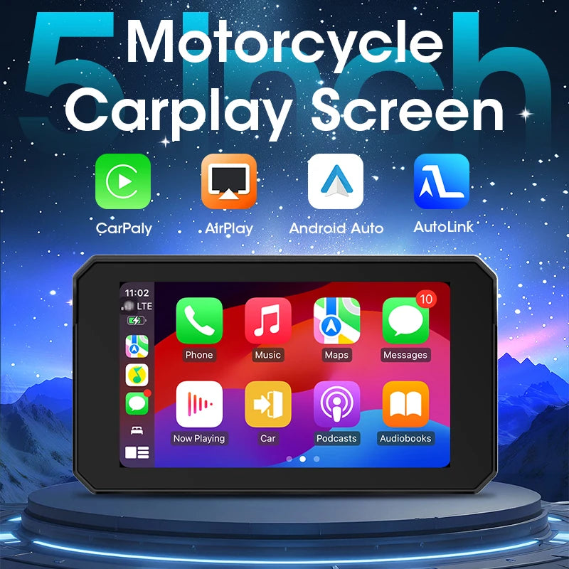 Jansite Dual Bluetooth Motorcycle Carplay Screen Navigation GPS