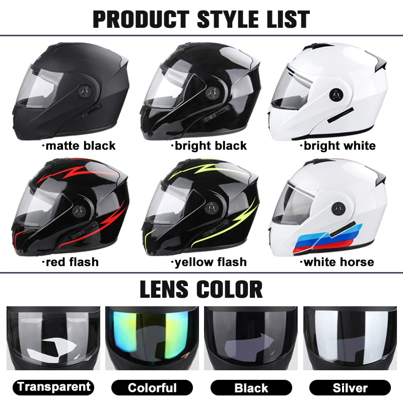 DOT Certification Uchoose Motorcycle Helmet Double Lens Cross Section