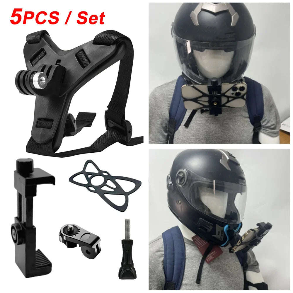 Motorcycle Helmet Strap Mount Phone Stand Holder For GoPro Hero 12 11